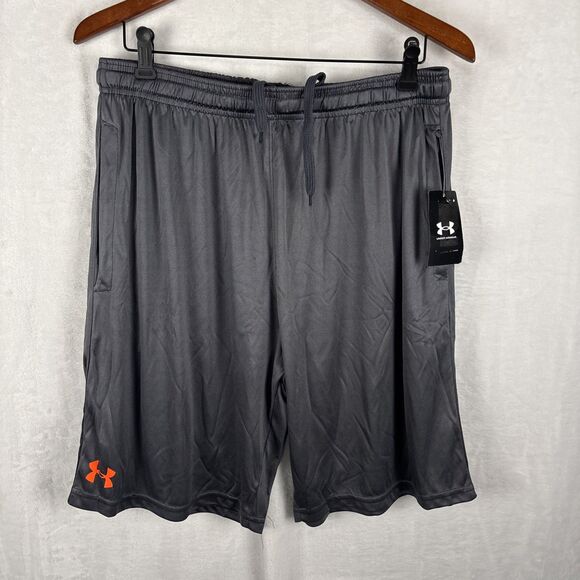 Mens Under Armour Gym UA Tech Athletic Logo Shorts Gray Size 2XL NWT - Picture 1 of 6